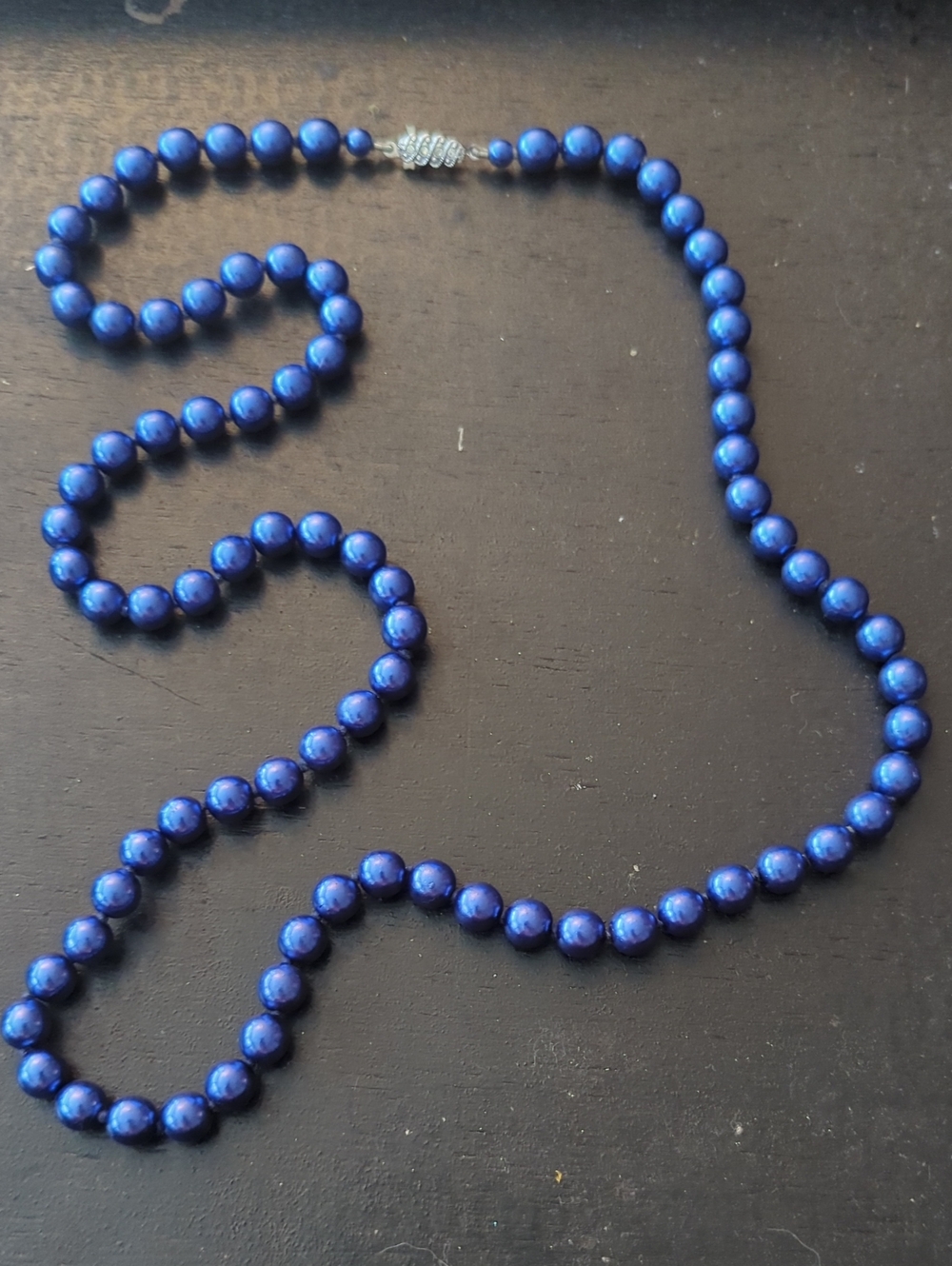 Vintage 1950s Blue Glass Pearlized Beads